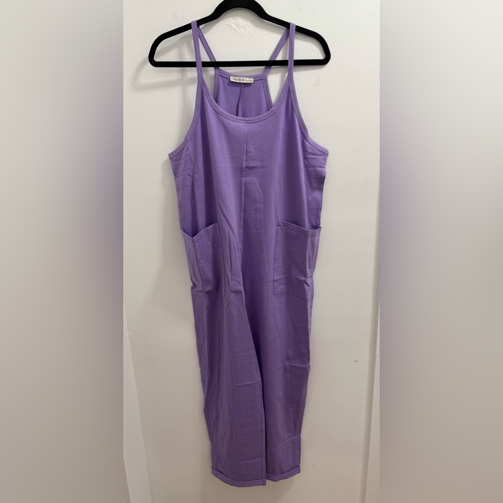 Zenana Lavender spaghetti strap pocketed jumpsuit